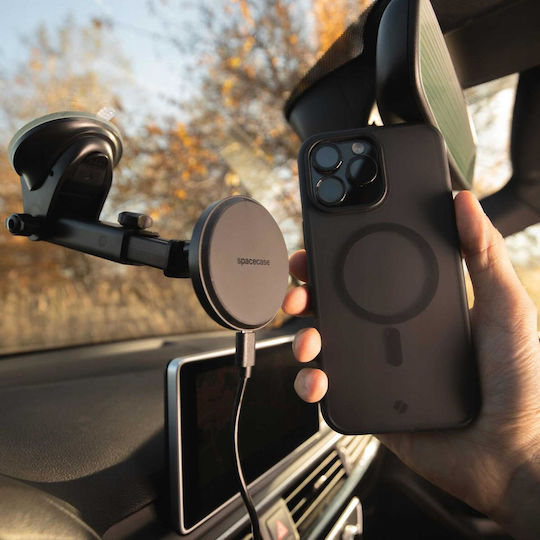 Spacecase Auto Handyhalterung mit Magnet und Kabelloses Laden MagSafe Schwarz