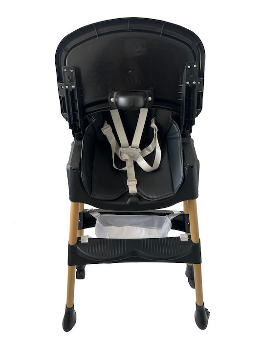 ForAll Bebe Foldable Baby Highchair 4 in 1 with Adjustable Height Black