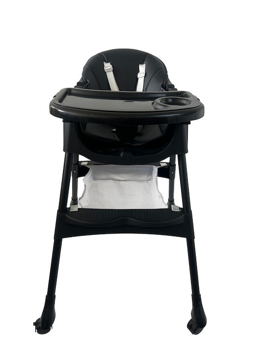 ForAll Bebe Foldable Baby Highchair 4 in 1 with Adjustable Height Black