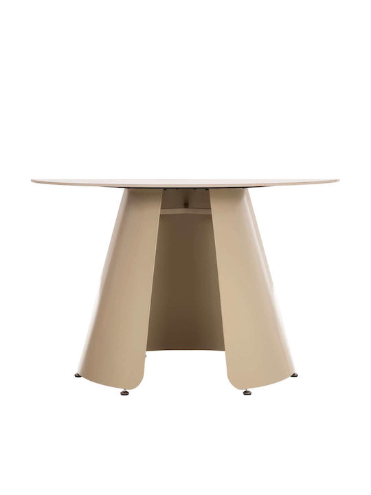 Round Table Dining Room with Ceramic Surface Cream 120x120x78cm