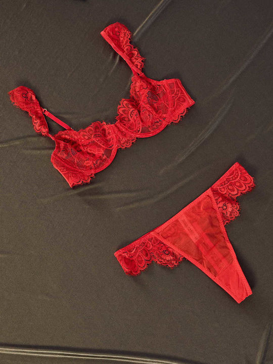 Celestino Lace Underwear Set Red