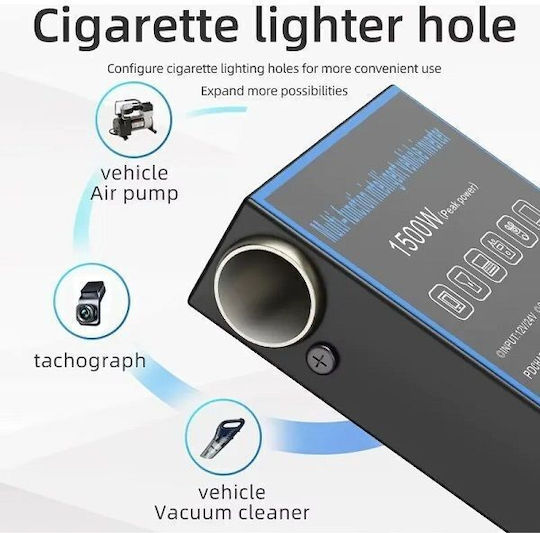 Инвертор за кола 1500W за преобразуване на 12V DC в 220V AC