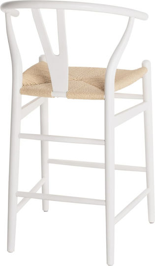 Stool Bar with Backrest Metallic White 48x53x100cm