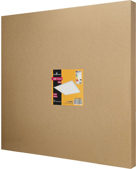 Powertech Τετράγωνο LED Panel 40W με Φυσικό Λευκό Φως 4000K 59.5x59.5εκ.