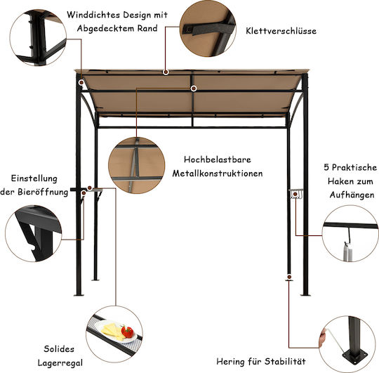 Metal Garden Arbour 134x134x216cm