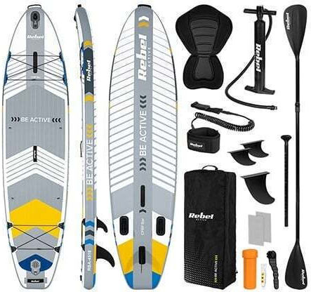 Rebel Inflatable SUP Board with Length 3.35m Gray