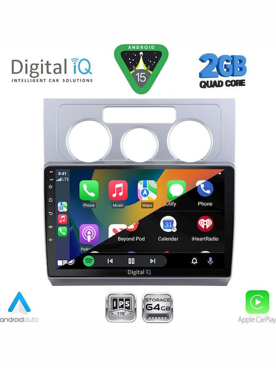 Digital IQ Car Audio System for Volkswagen Touran 2003-2010 with A/C (Bluetooth/USB/WiFi/GPS/Apple-Carplay/Android-Auto) with Touch Screen 10"
