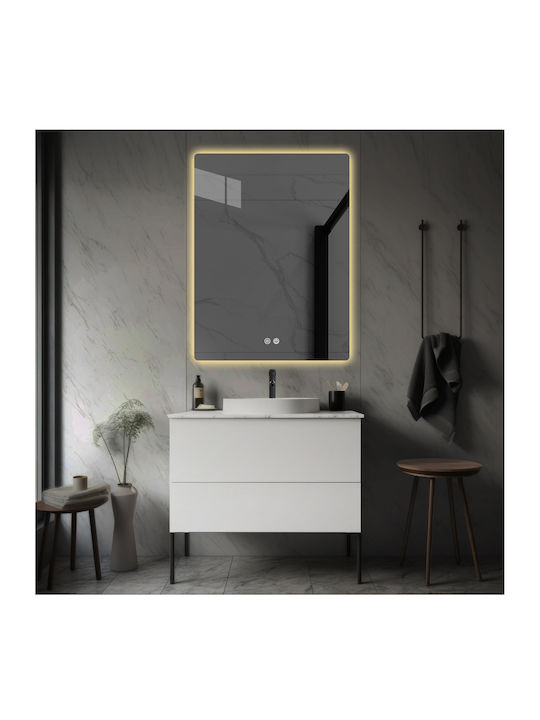 Futura Rechteckiger Badezimmerspiegel LED Berührung 80x60cm