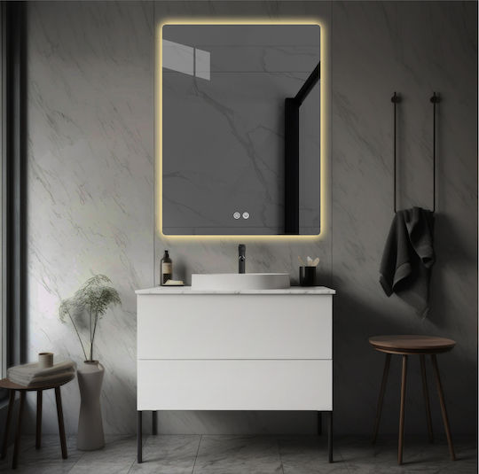 Futura Rechteckiger Badezimmerspiegel LED Berührung 80x60cm