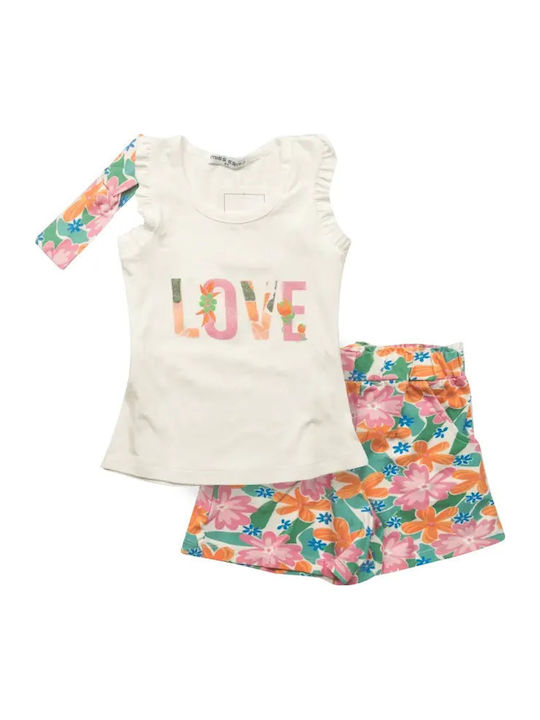 Kids' Set with Shorts Summer 3pcs White "love