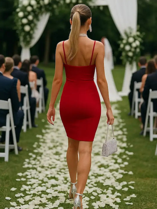 Damenkleid Mini Abend mit Masche Rote