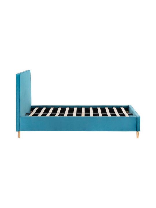 Pat Semi-dublu Turcoaz cu Lamele pentru Saltea 120x200cm