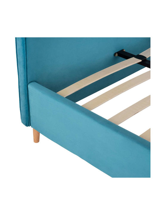 Pat Semi-dublu Turcoaz cu Lamele pentru Saltea 120x200cm