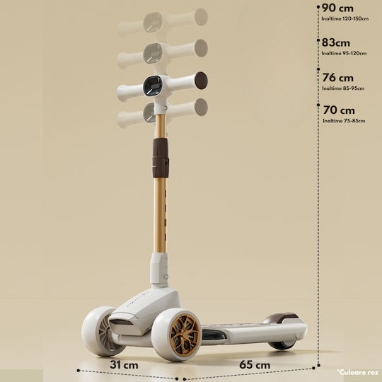 Qova Kinderroller Klappbar 3-Rad für 3+ Jahre Beige