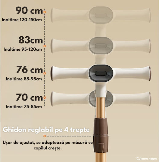 Qova Scuter Copii Pliabil 3 Roți Cu Iluminare LED Pentru 3+ Ani Negru