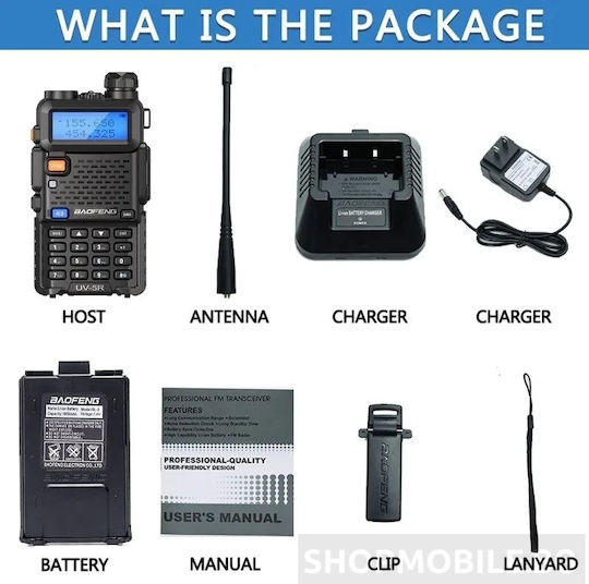Baofeng UV-5R Walkie Talkie 5W Set of 2pcs