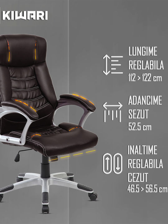 Reclining Office Chair with Fixed Arms Brown