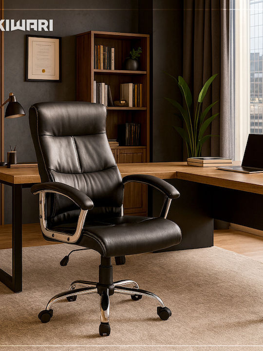 Reclining Office Chair with Fixed Arms Black