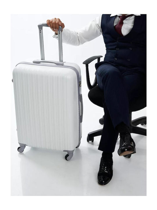 Valiză Mare De Călătorie Dură Albă Cu 4 Roți Înălțime 72 Cm