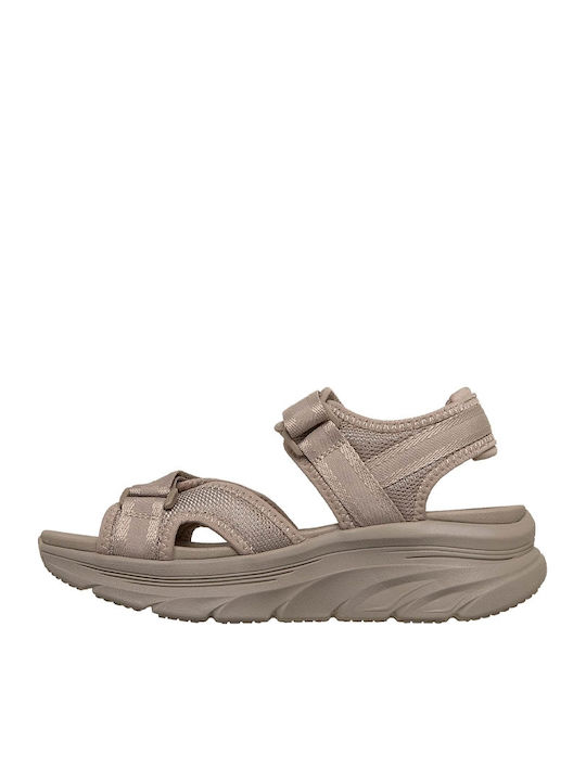 Skechers D'lux Walker Women's Flat Sandals in Beige Color