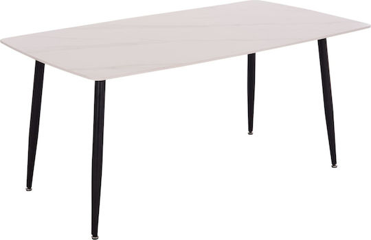 Masă Sala de mese White Marble, Black 160x80x74buc
