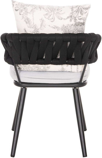 Outdoor-Sessel Aluminium Ecru, Anthracite mit Kissen 56x60x72εκ.