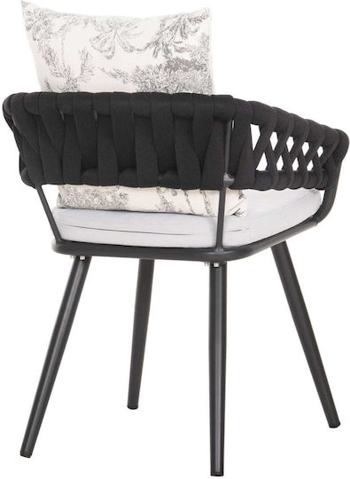 Outdoor-Sessel Aluminium Ecru, Anthracite mit Kissen 56x60x72εκ.