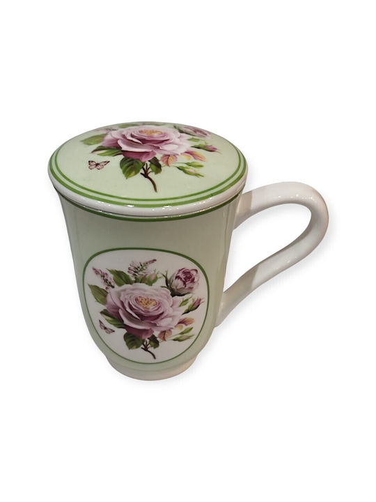 Oriana Ferelli Becher aus Porzellan mit Deckel Mehrfarbig 300ml