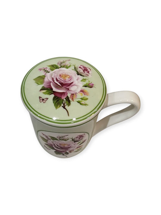 Oriana Ferelli Becher aus Porzellan mit Deckel Mehrfarbig 300ml