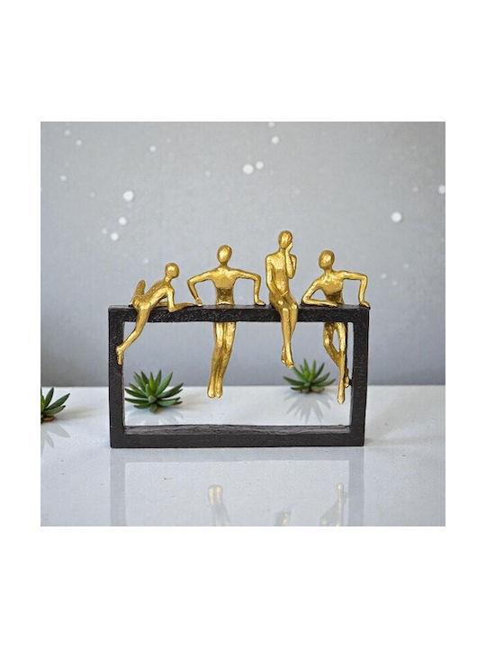 Dekorative Skulptur Menschen & Rahmen Schwarz & Gold 9,5x9,5x30,5cm 13972 752-27090