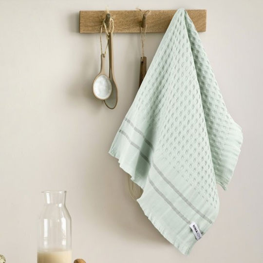Nima Waffle Handtuch aus 100% Baumwolle in Grün Farbe 40x60cm