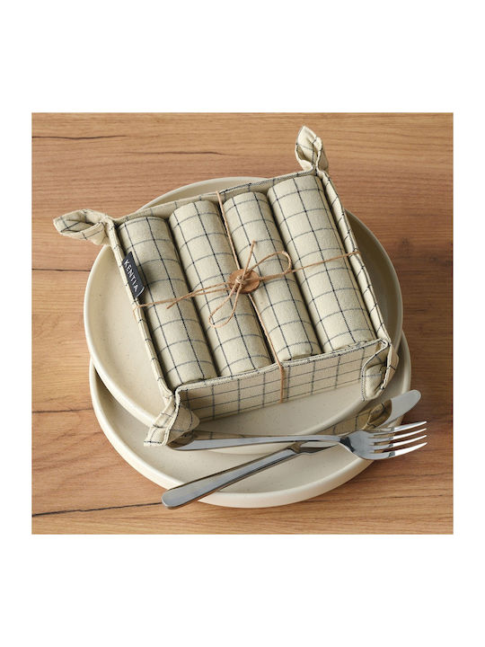 Kentia Plato Towel from 100% Cotton in Beige Color 35x50cm 5pcs