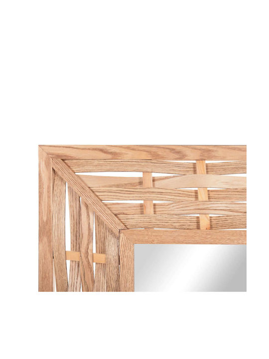 Freebox Wall Mirror with Beige Wooden Frame 71x71cm 1pcs