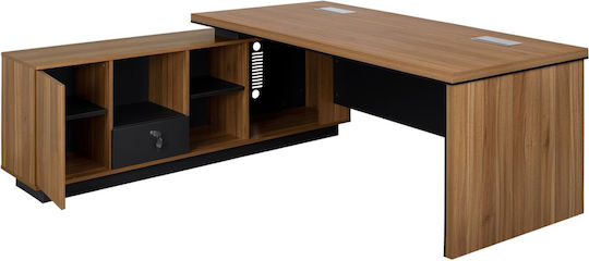 Γωνιακό Επαγγελματικό Γραφείο 199x180x76εκ. Honey Oak - Γκρι