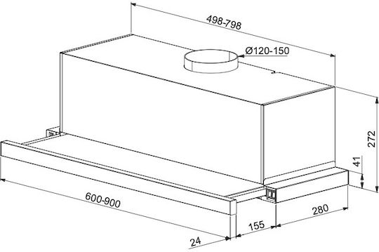 Celect Плъзгащ се аспиратор 60см Inox