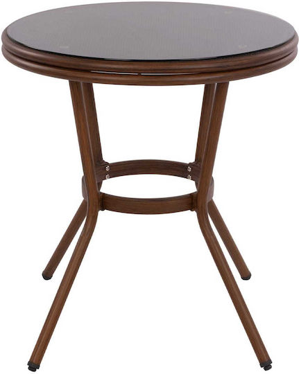 Sitting Room Outdoor Free Standing Table with Glass Surface and Aluminum Frame Coffee With Glass 70x70x76cm