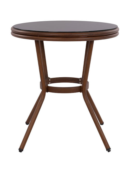 Sitting Room Outdoor Free Standing Table with Glass Surface and Aluminum Frame Coffee With Glass 70x70x76cm