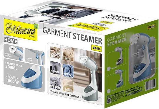 Maestro Garment Steamer Hand 1600W with Tank 300ml Gray