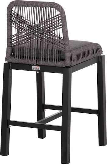 Bar Stool Medium Height Fb95791.23 Black Aluminum--Grey Rope 47.5x55x94.5cm