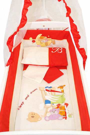 Beboulino Λίκνο Red Stork White με Στρώμα Beboulino Λίκνο Red Stork White με Στρώμα