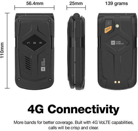 AGM M10 με Βάση Φόρτισης Dual SIM Κινητό με Μεγάλα Κουμπιά Μαύρο
