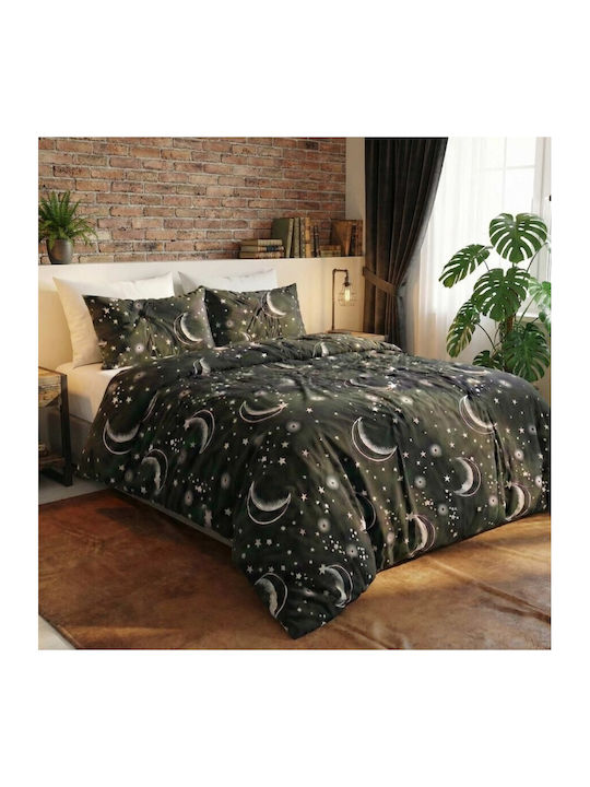 Pucioasa Set Husă de Pilotă Dublă cu 4 Fețe de Pernă & 1 Cearsaf 200x220 Verde