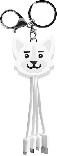 Yello Koko 3 In 1 Usb A Micro Usb Usb C Lightning Cable 0.15m Dog White