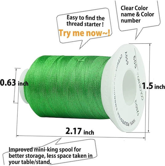 Embroidery Thread Kit 40 Spools 1000m Multicolor