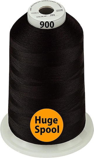 Embroidery Thread Set 3 Spools 5000 M Black Color