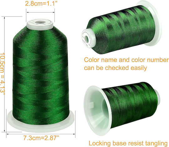 Embroidery Thread Set 3 Spools 5000 M Green Color