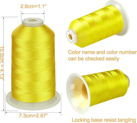 Embroidery Thread Set 3 Spools 5000 M Yellow Color