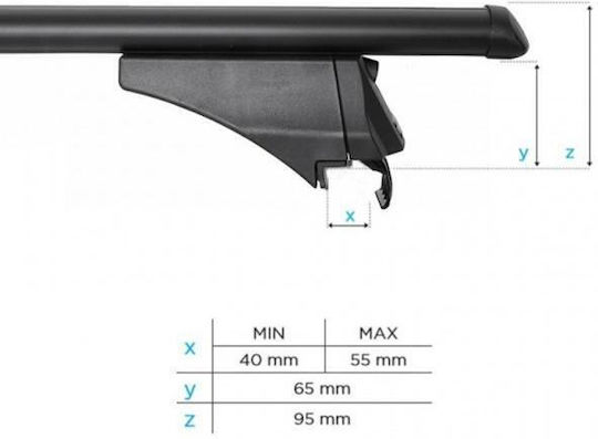 Menabo Aluminum Car Roof Bars Tiger Black 118.5 Cm Black Color Suzuki SX4 S-Cross 5 Doors 2013>2016 2016>2021 2021> Flush Or Raised Rails 2 Pieces 8590/mb Menabo Mp.8590/mb-109