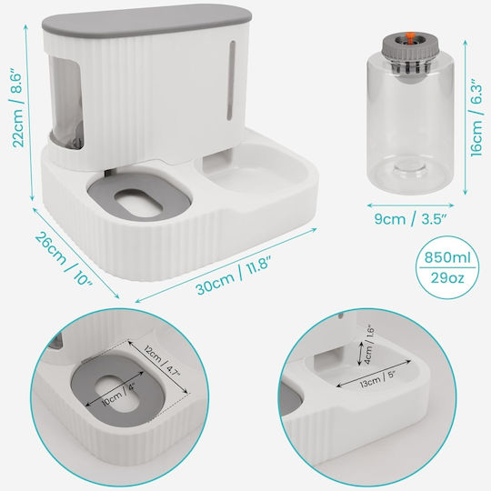 Belle Vous Bol Automat de Mâncare și Apă pentru Câine și Pisică din Plastic ABS 850ml 30x26x22cm