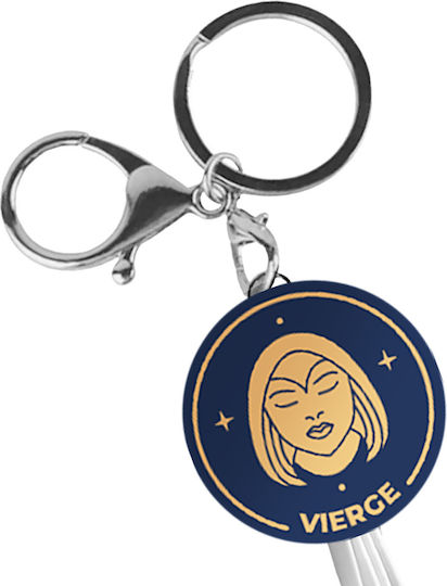 Yello Koko Cablu Usb 3 În 1 Micro-usb Usb-c Lightning Design Astrology Virgo Breloc Chei Alb